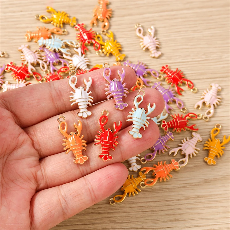 10 Stück niedliche, gemischte Emaille-Anhänger in Form von Seesternen, Fischen und Muscheln für Halsketten, Ohrringe, Armbänder, DIY-Bastelarbeiten und Schmuckherstellung. – Detail 10