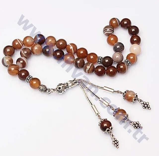 IQRAH Agate Stone Rosary (925 SETTING SILVER 8mm)