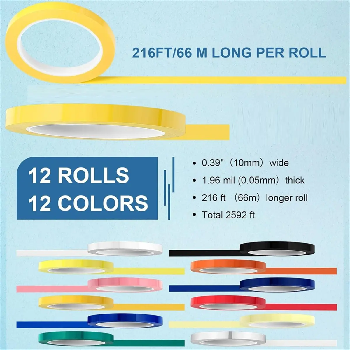 ABNH 8rolls of Colored Autoclave Tape 65.8 M/L X 1.0 Cm/W Instrument Identification Tape Autoclavable
