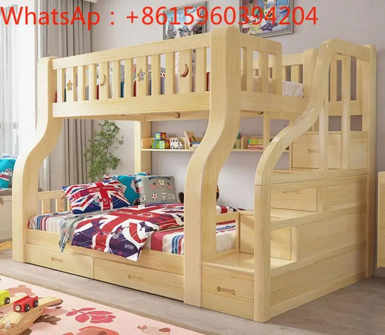 Solid wood bed   children's  double  solid wood bed  mother-child  adult two-story high and low pine s