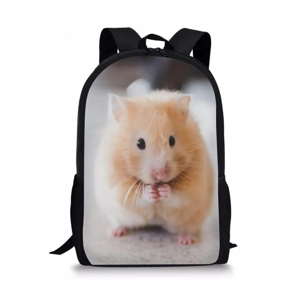 Sac d'école imprimé 3D pour enfants, sac à dos décontracté pour enfants, petit animal de compagnie mignon, sac de livre étudiant, hamster, garçon, fille, adolescent