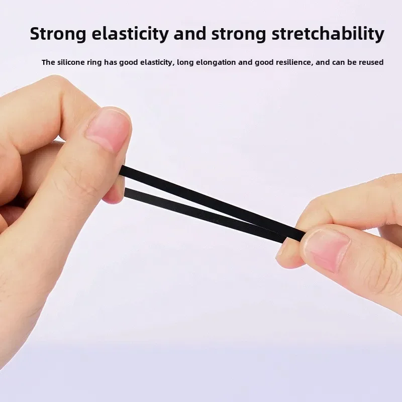 100PCS Silicone Cable Tie with White and Black Bundling, Silicone Cable Tie with Multiple Loops, Temperature Resistant Cable Tie