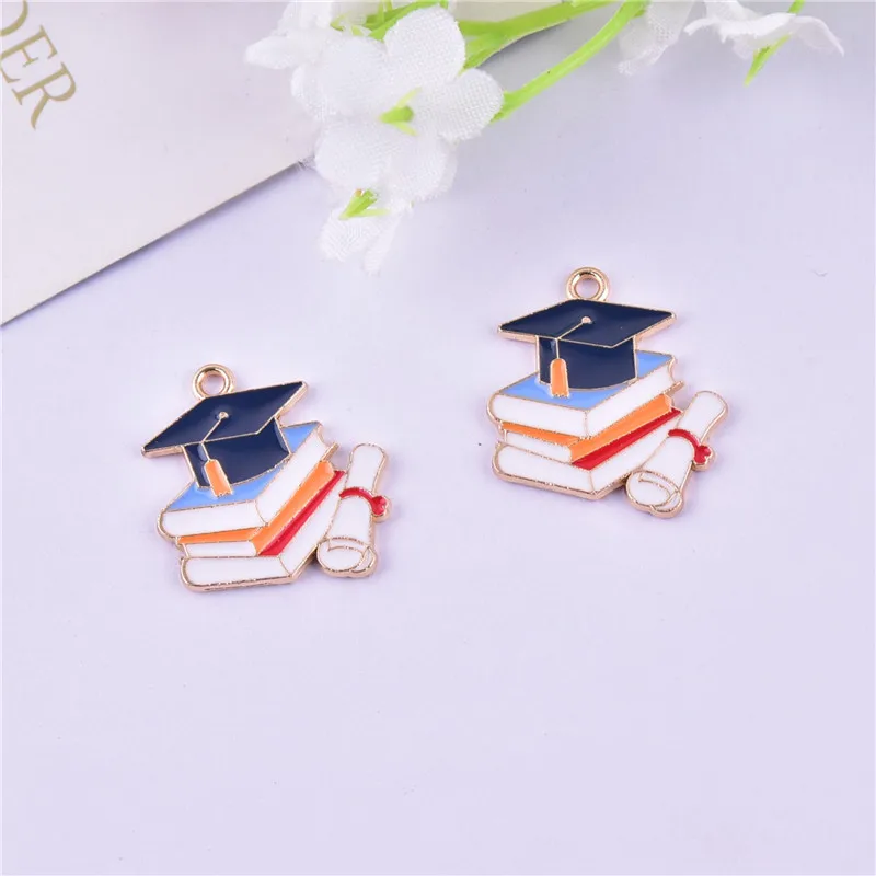 Mix 10pcs/pack Graduation Cap Metal Charms Pendant Jewelry Making Craft DIY