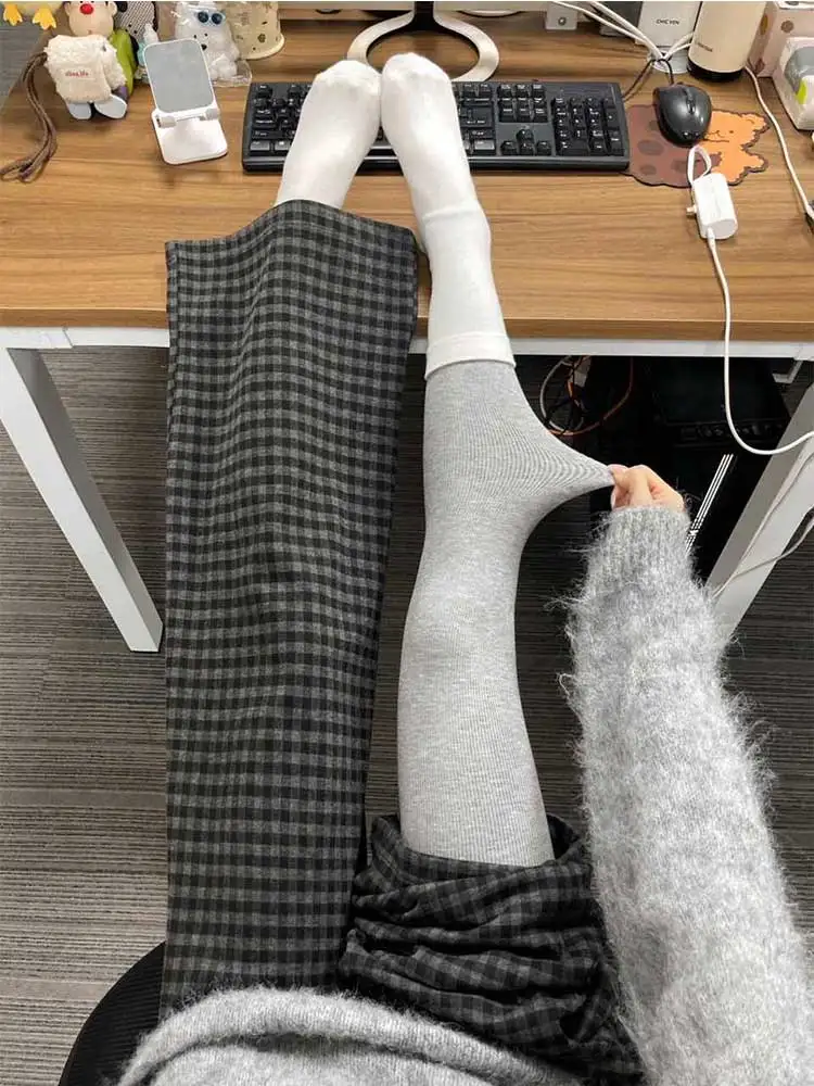 

Thiened Fce Lined Knitted Sports Pants Women's Autumn Winter Warm Leggings Tights Tight Fit Base Layer Pants
