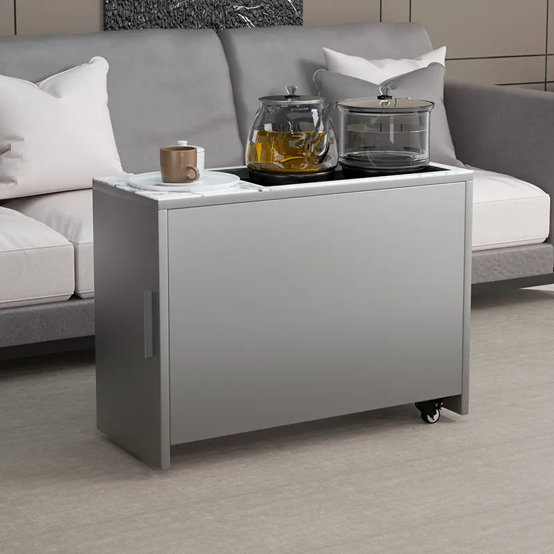 Multifunctional lifting coffee table dining table household living room folding table with tea set integrated rock slab kung fu