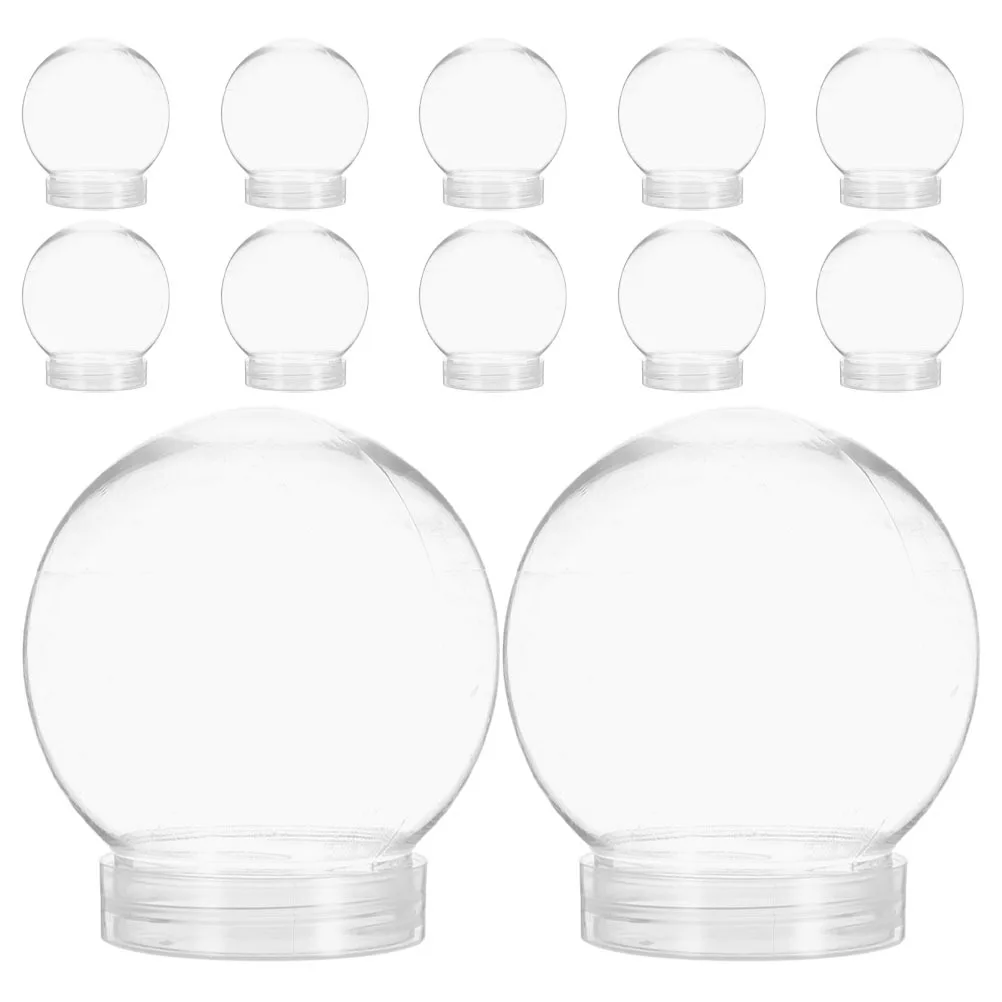 

12Pcs DIY Snow Globe Craft Kit Plastic Transparent Globe Jar with Lid for Holiday Decorations Festive Candy Storage Container
