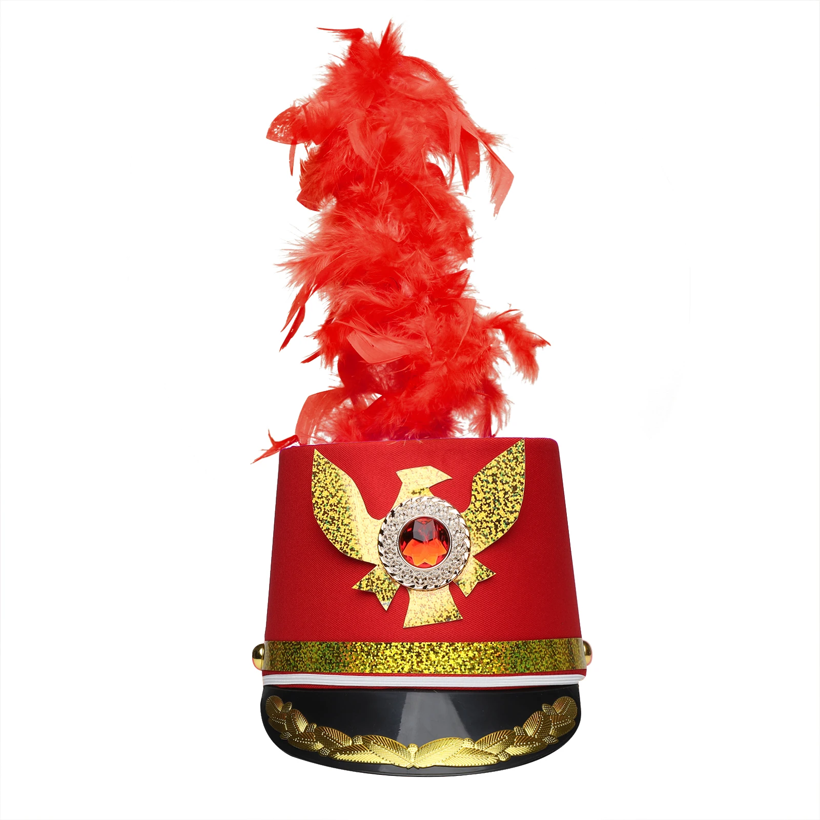 

Orchestra Commander Hat Halloween Cosplay Badge Gold Decor Ceremonial Top Hat Drumband Cap for Stage Performance