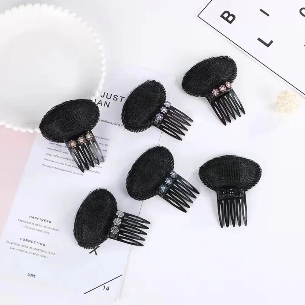 Elegante Flor Puff Cabeça Almofada de Cabelo, Esponja Volume Invisible, DIY Hair Styling Tool, Braid Clipe de Cabelo para Menina