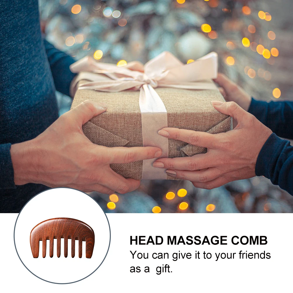 

Portable Wooden Comb Comfortable Wide Tooth Scalp Massager Promotes Blood Circulation Relieves Headaches Natural Design No