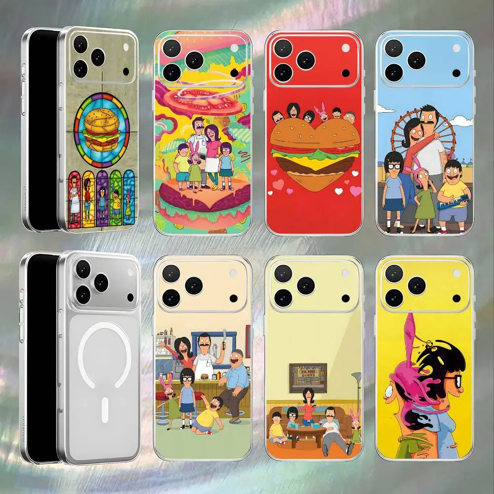 

Anime B-Bobs B-Burgers Magnetic Wireless Charging Transparent White Phone Case For iPhone 17,16,15,14,13,12,11,Pro,Max,Plus