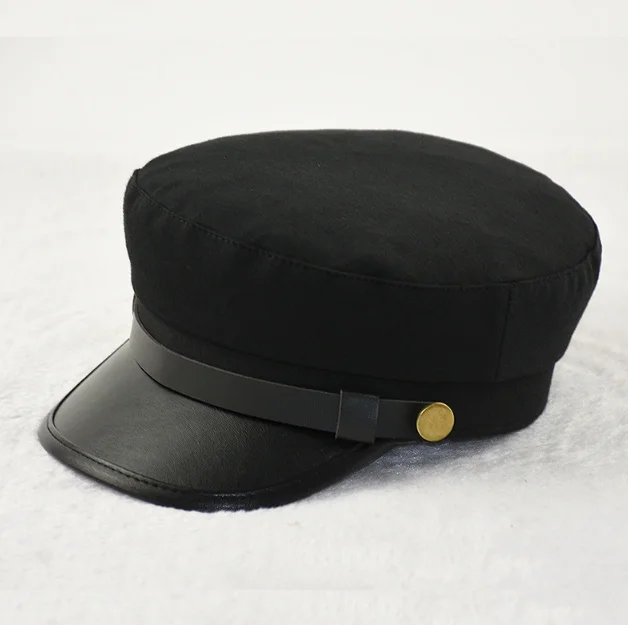 SIZOC 62 cm, Baseballkappe aus Leder in Übergröße, Unisex, mit verstellbarem Verschluss, flacher Schirm, feste Größe, militärischer Hut für Damen und Herren. – Detail 2