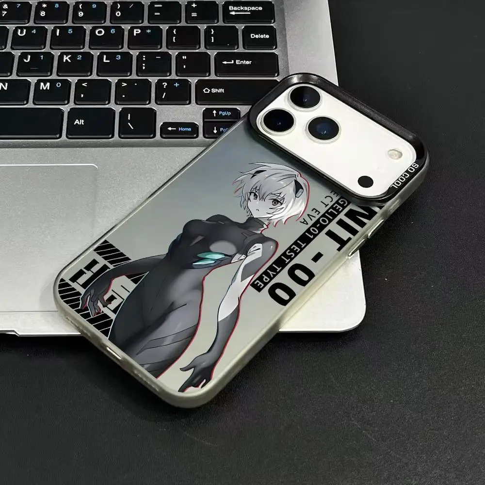 iPhone 17 16 15 14 13 12 11 Pro Max用スマホケース ブラック パープル マット レーザー メタリック オーロラ フンダ アニメ-エヴァンゲリオン エヴァ