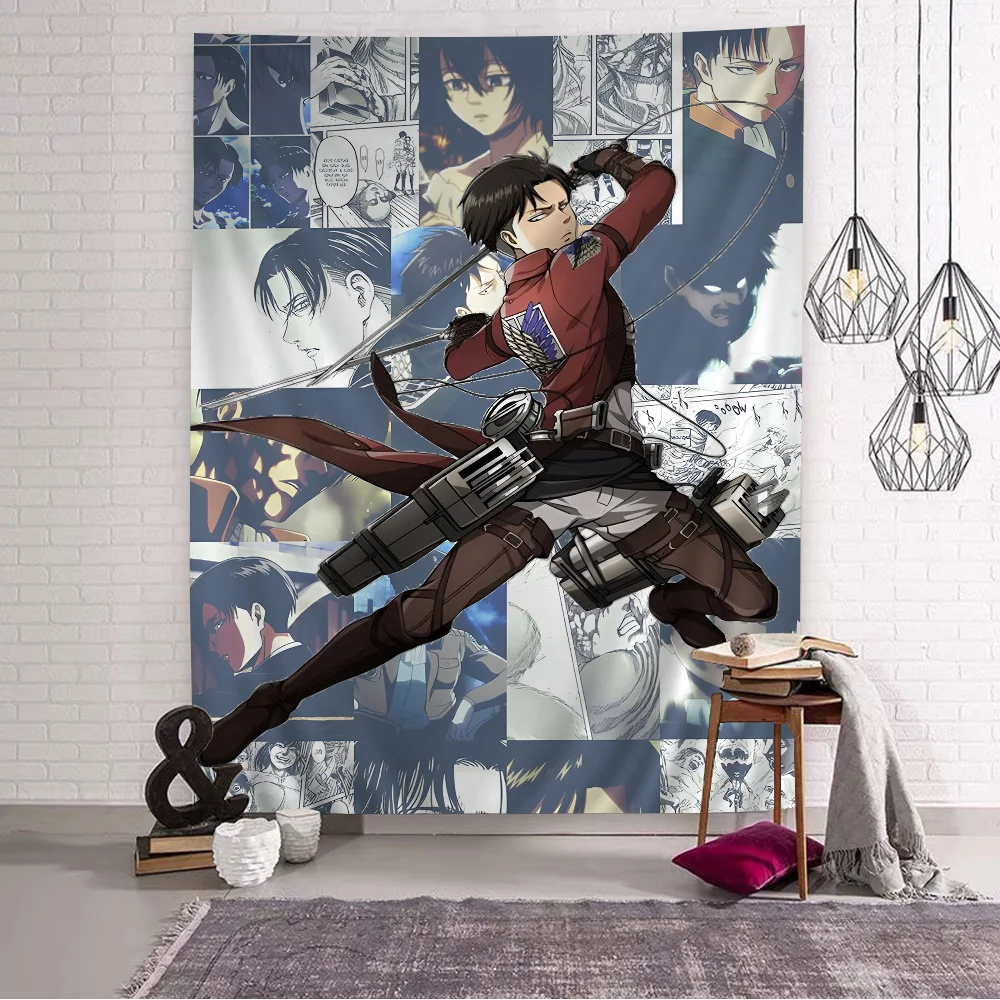 Attack on Titan Levi Ackerman Anime Printed Large Wall Tapestry Cheap Hippie Wall Hanging Bohemian Tapestries Mandala Home Decor