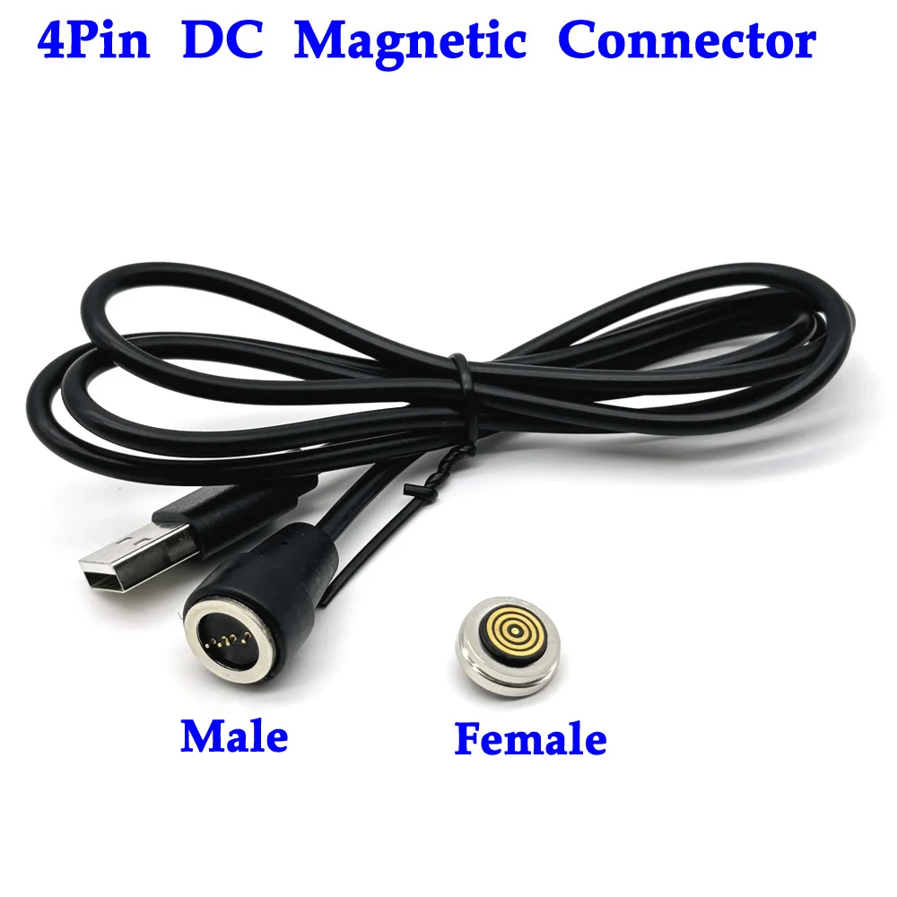 

4Pin USB cable large current Waterproof Spring Loaded Male Female 360 ° blind suction DC Magnetic Pogo Pin Connector charger