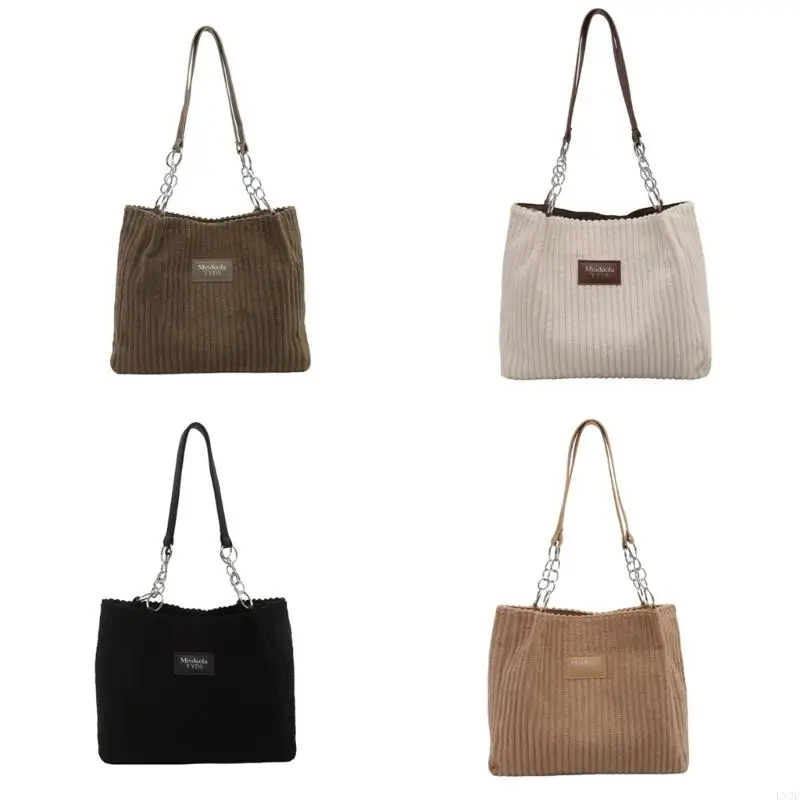 

LX9F Women's Trendy Underarm Bag Corduroy Shoulder Bags Large Capacity Casual Handbag for Commuting and Social Gatherings