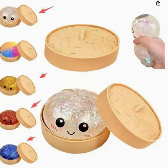 

Title Smiling Face Bun Squeeze Toy Stress Relief Large Fake Bun Slow Rebound Glitter Colorful Collection