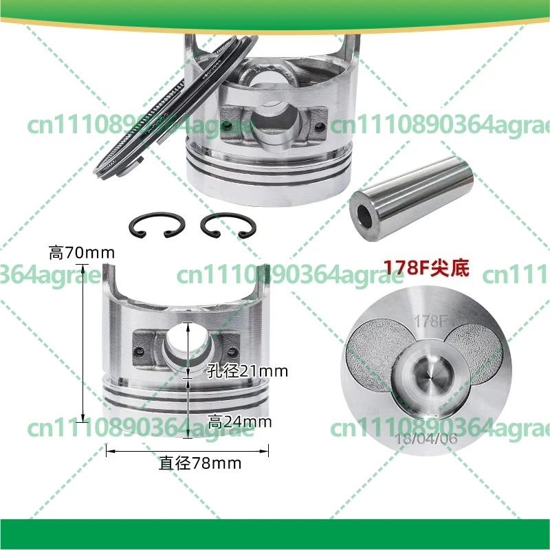 For Air Cooled Diesel Generator Tiller 170F 173F 178F 186FA 188F Piston Kit 4pcs Parts Power Tools Accessory