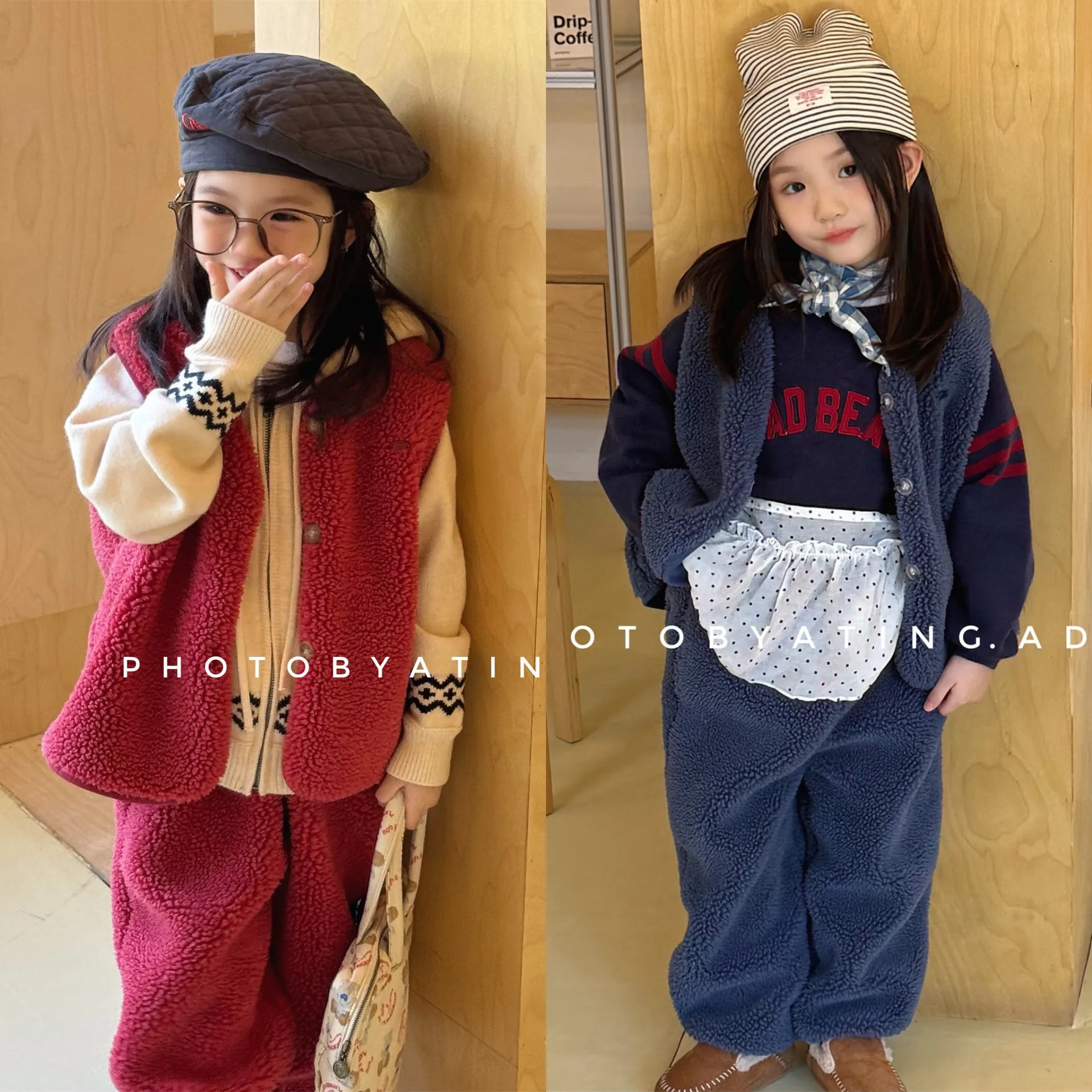 

Winter Kids Toddler Fleece Tracksuit Set for Girl Boy Children Two Piece Outfit Vest and Long Pants Warm Fleece-lined Sportswear