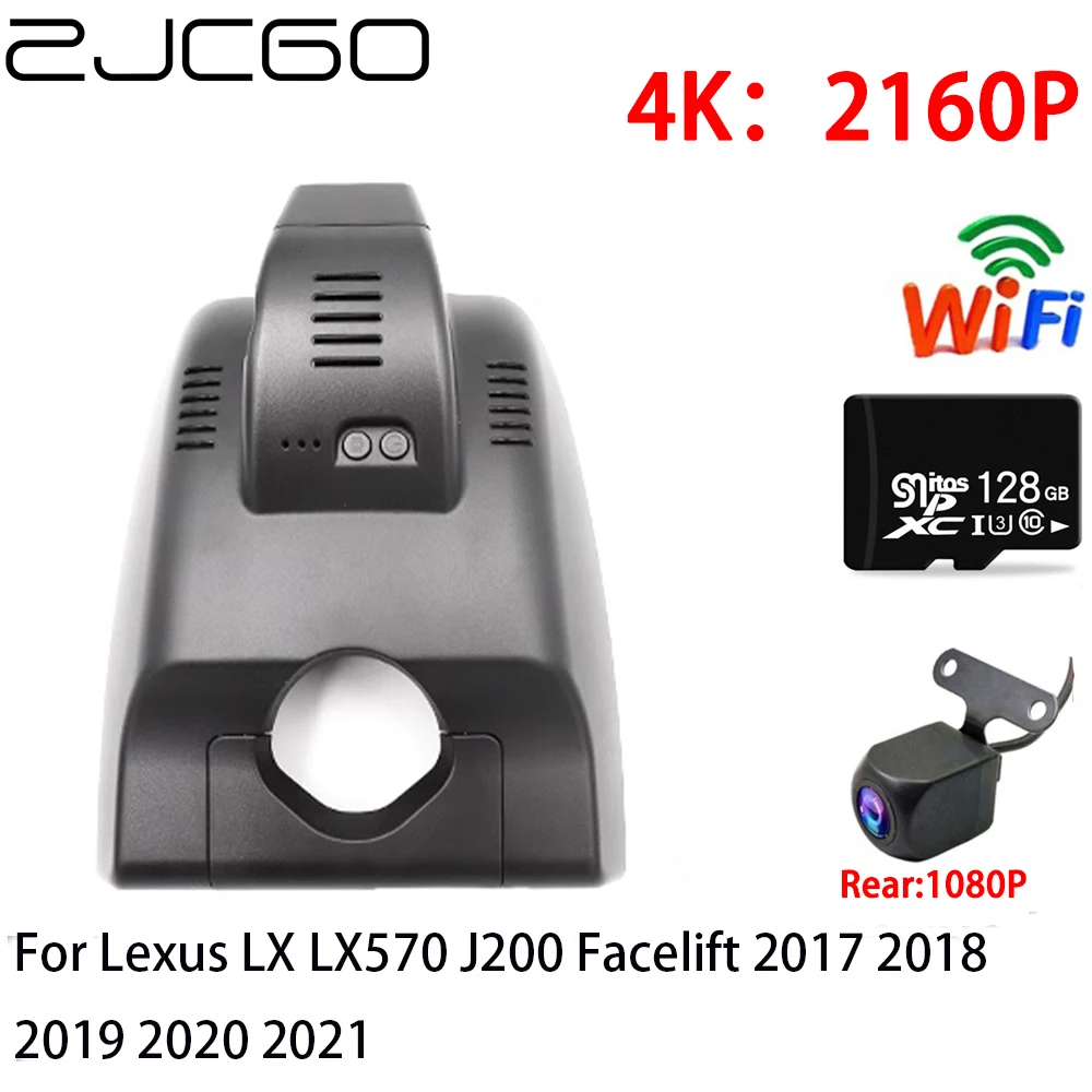 

ZJCGO 4K Car DVR Dash Cam Wifi Front Rear Camera 2 Lens 24h Monitor for Lexus LX LX570 J200 Facelift 2017 2018 2019 2020 2021