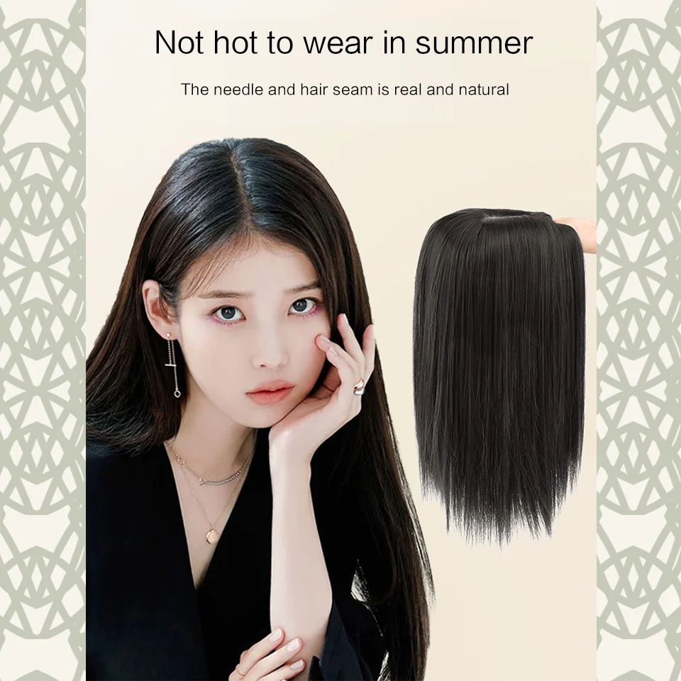 synthesize piece female head hair block summer slanted thin and no trace cover white hair increase volume fluffy one-piece wig