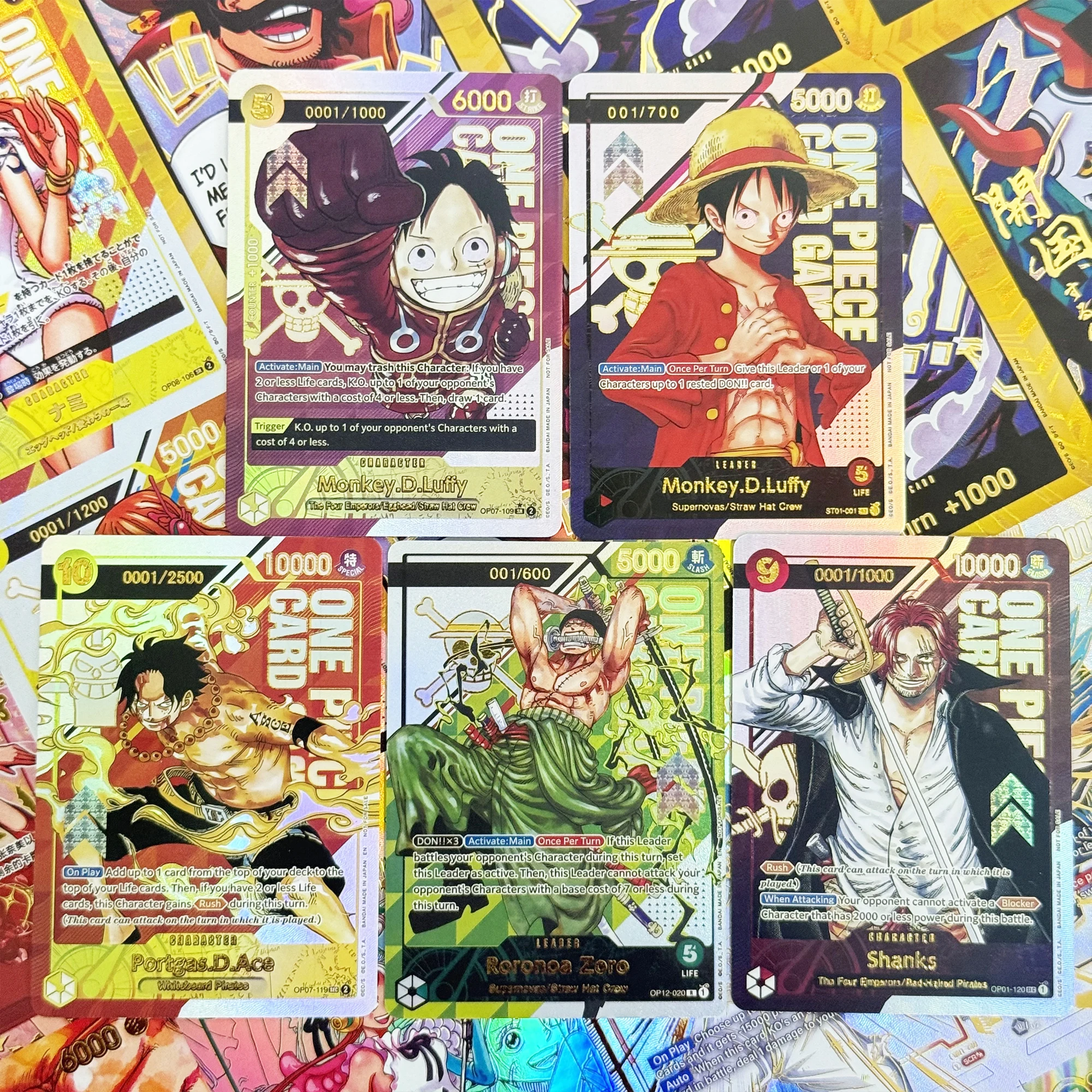 

OTCG One Piece Card Art Leader Series Luffy/Ace/Shanks/Zoro Prize Card Textures Rare Copies Proxies Hobby Collectible Cards Game