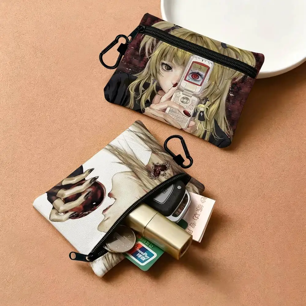 D-Death-Note Psychological-Thriller Oxford Fabric Mini Coin Wallet Smooth Zipper Hanging Design Small Storage Bag For Travel