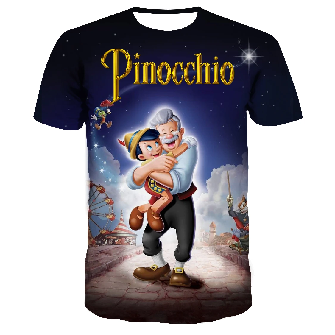 Disney Pinocchio Men Women T shirt Harajuku O-neck Short Sleeve T-shirt Tops Children Tee Kids Boys Girls T shirts