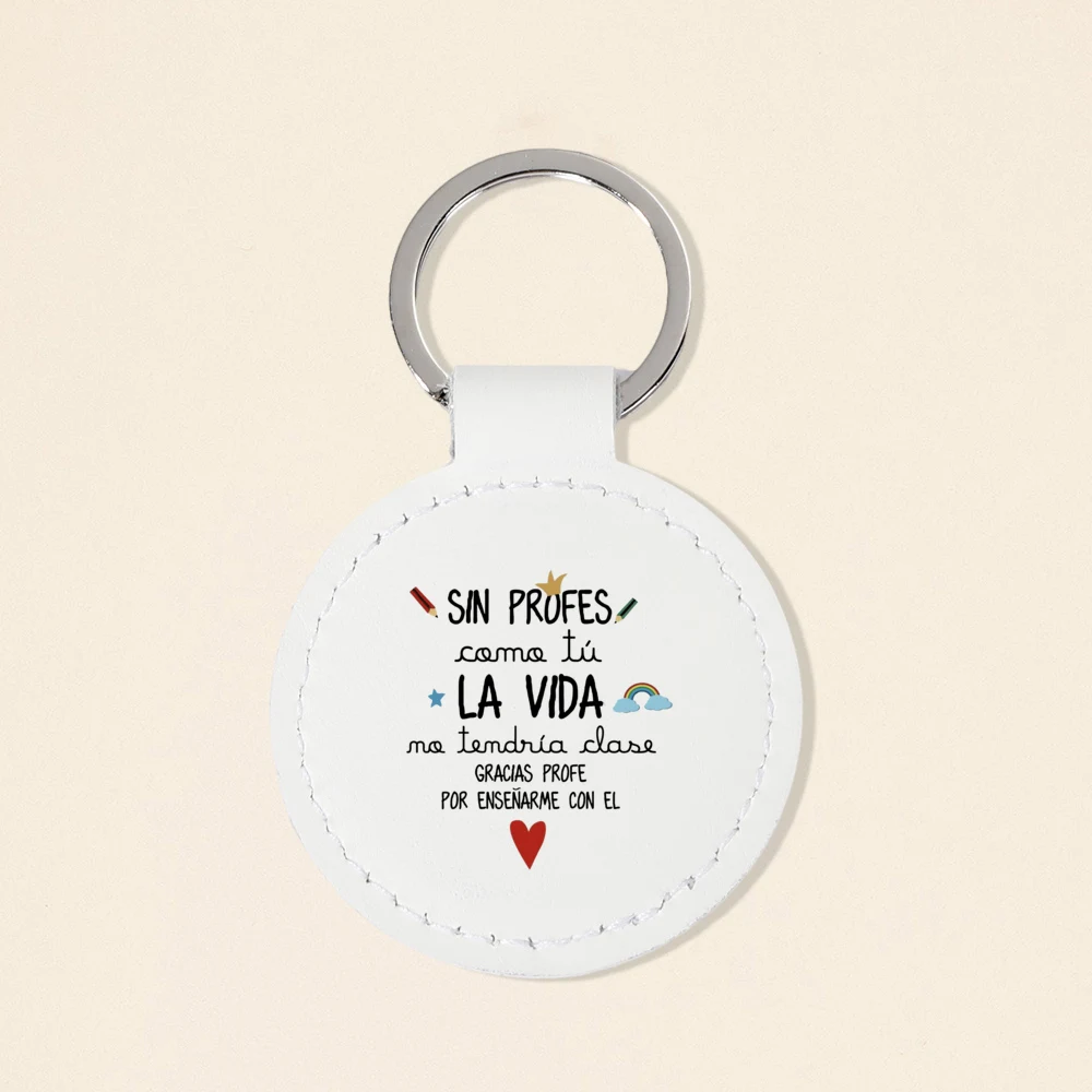 سلاسل مفاتيح طباعة إسبانية ليوم المعلم ، حلقة مفاتيح جلدية ، حلقة مفاتيح لهدايا التخرج ، أفضل معلم في العالم #5