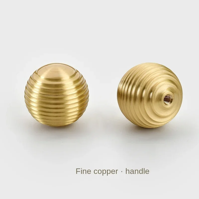 Nordic pure copper handle circular thread single hole drawer wardrobe door cabinet small handle golden creativity modern