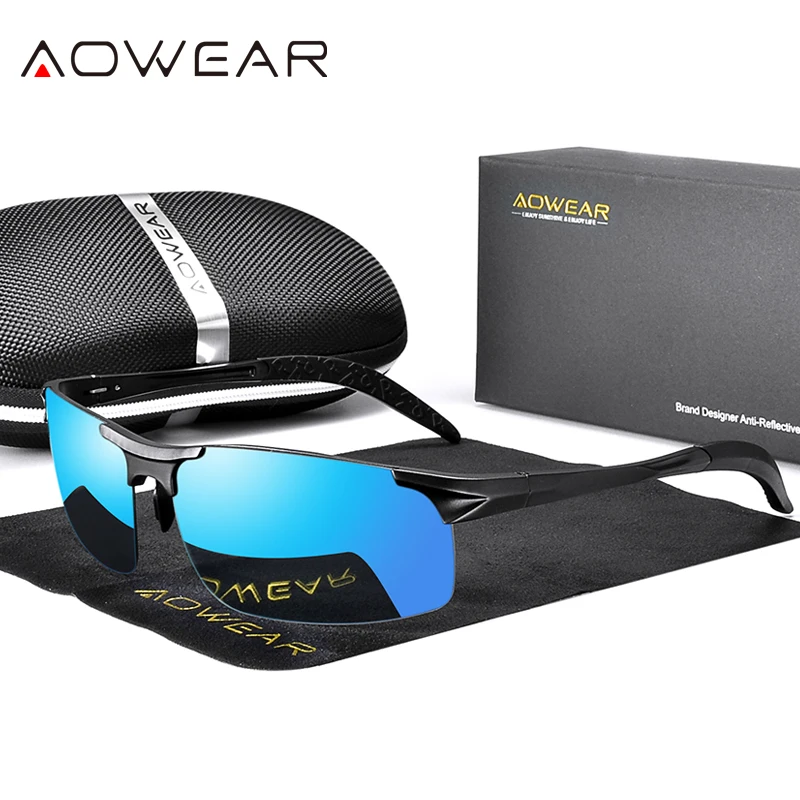 

Солнцезащитные очки AOWEAR класса люкс, спортивные, поляризованные, для мужчин и женщин, алюминиевые, без оправы, для активного отдыха, HD UV400, для вождения