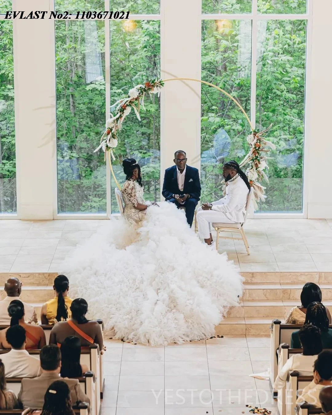 EVLAST مخصص العربية Aso Ebi حورية البحر فستان الزفاف عالية الشق اللؤلؤ مطرز الكشكشة فستان زفاف رداء دي ماري MD37 الأفريقي #5