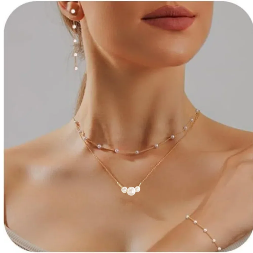 Subtle Elegance Refined Stylish Multi-Layered Necklace Set - Fashionable Jewelry Accessory