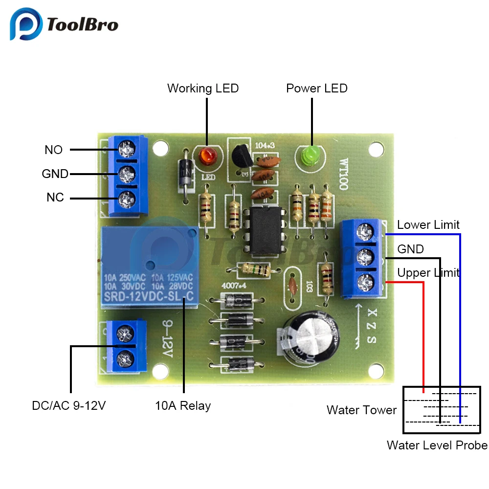 Liquid Water Level Controller Sensor Module DC 9-12V Automatic Pumping Drainage Water Level Detection for Pump Control