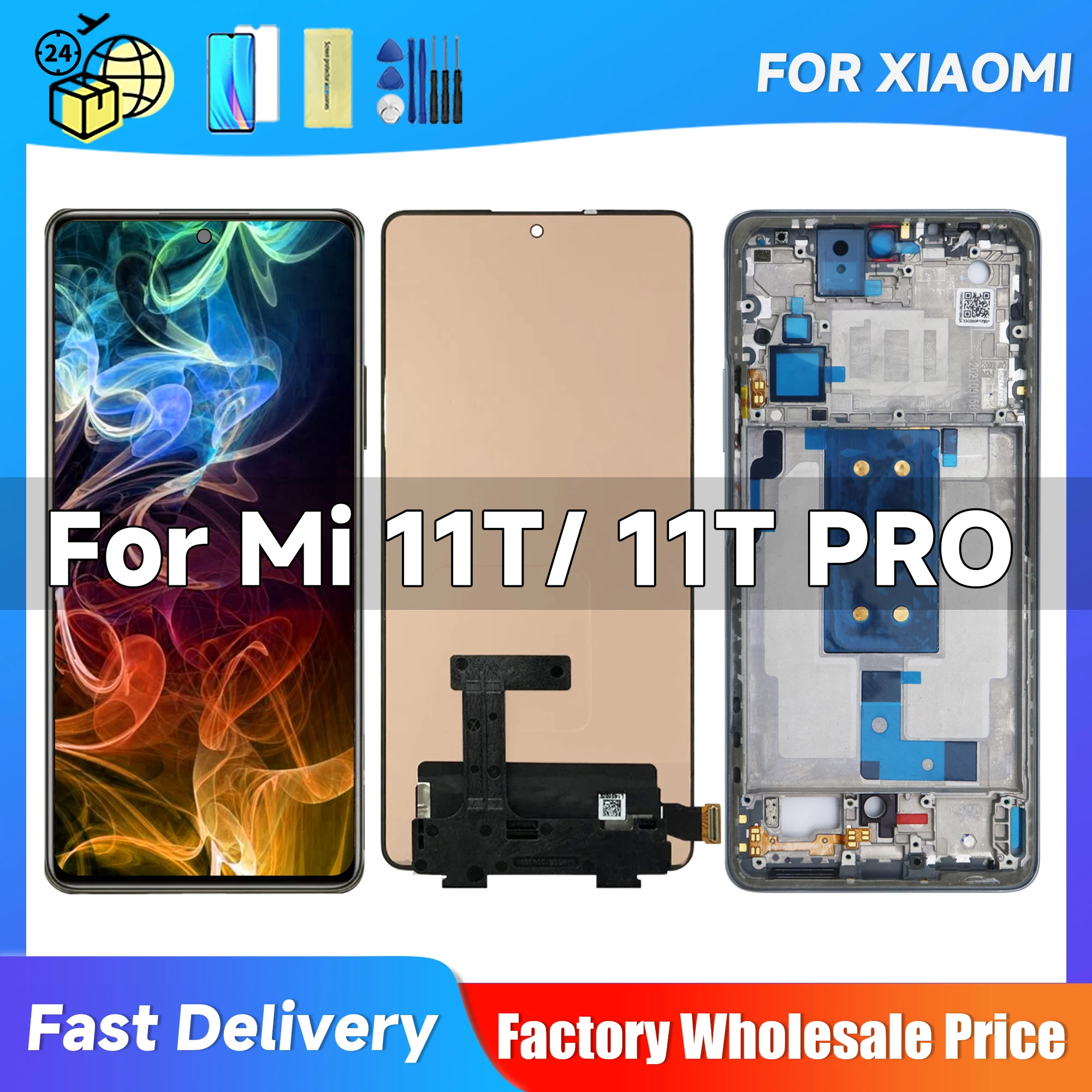 100% Tested Mi 11T Display Replace For Xiaomi Mi 11T Pro LCD 2107113SG Display Touch Screen Digitizer Assembly Repair Screen