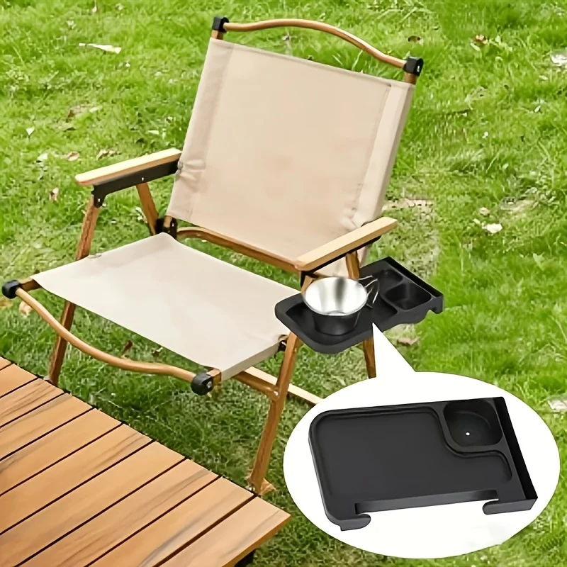 Portable Chair Side Tray Cup Holder Multifunctional Breakfast Serving Tray for Outdoor Beach Recliner
