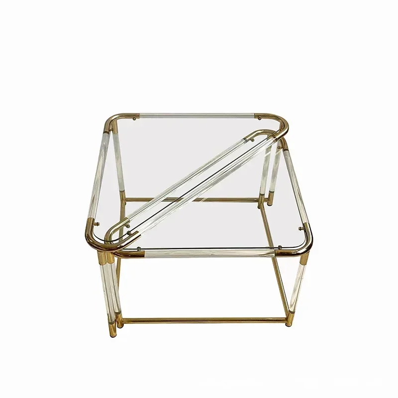 Tempered ultra-white glass coffee table, corner table, Italian light luxury splicing table