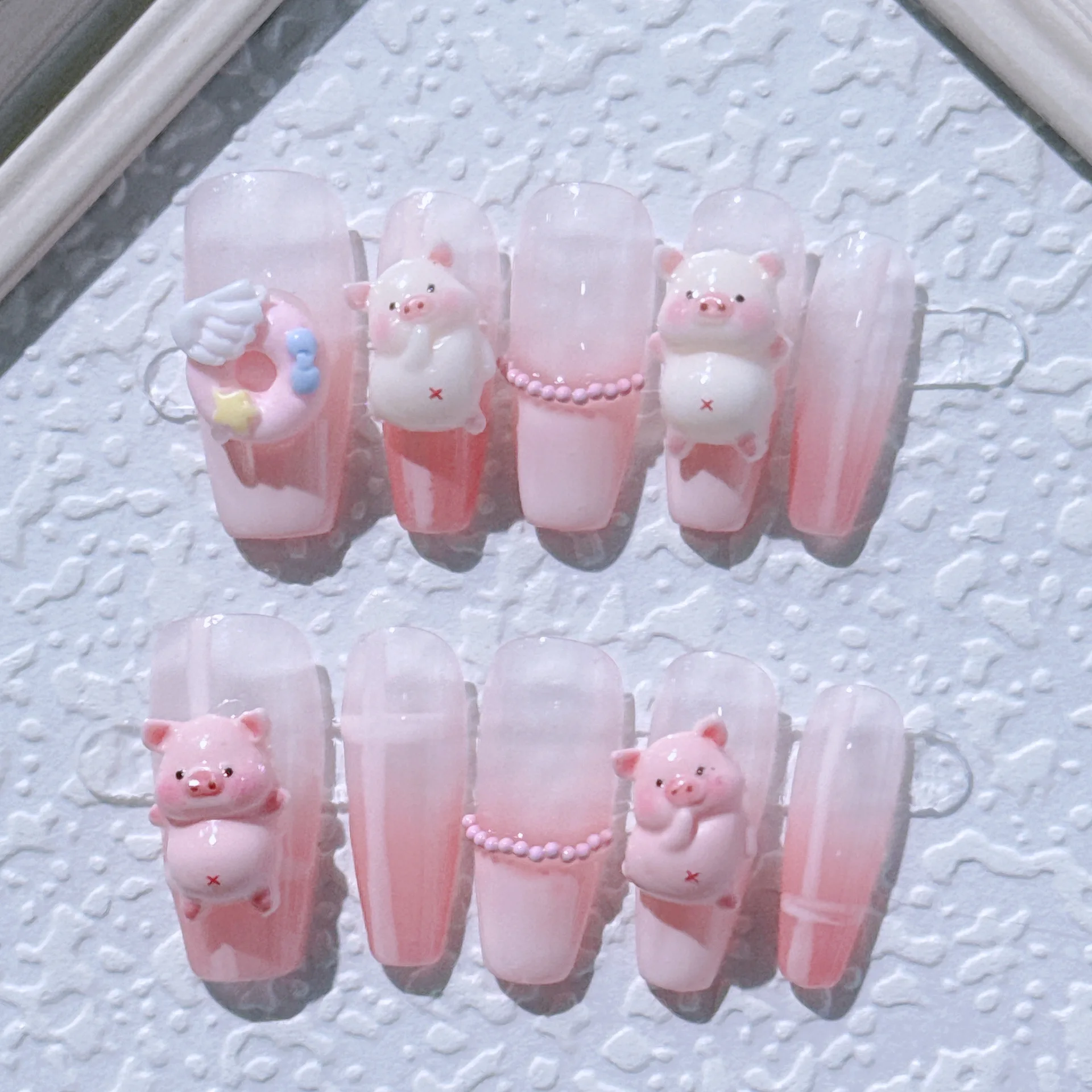 Faux overrose fait à la main pour femmes et filles, décor carré doux, style français, presse, N64.Medium, N64.Cute, N64.Patch, 10 pièces