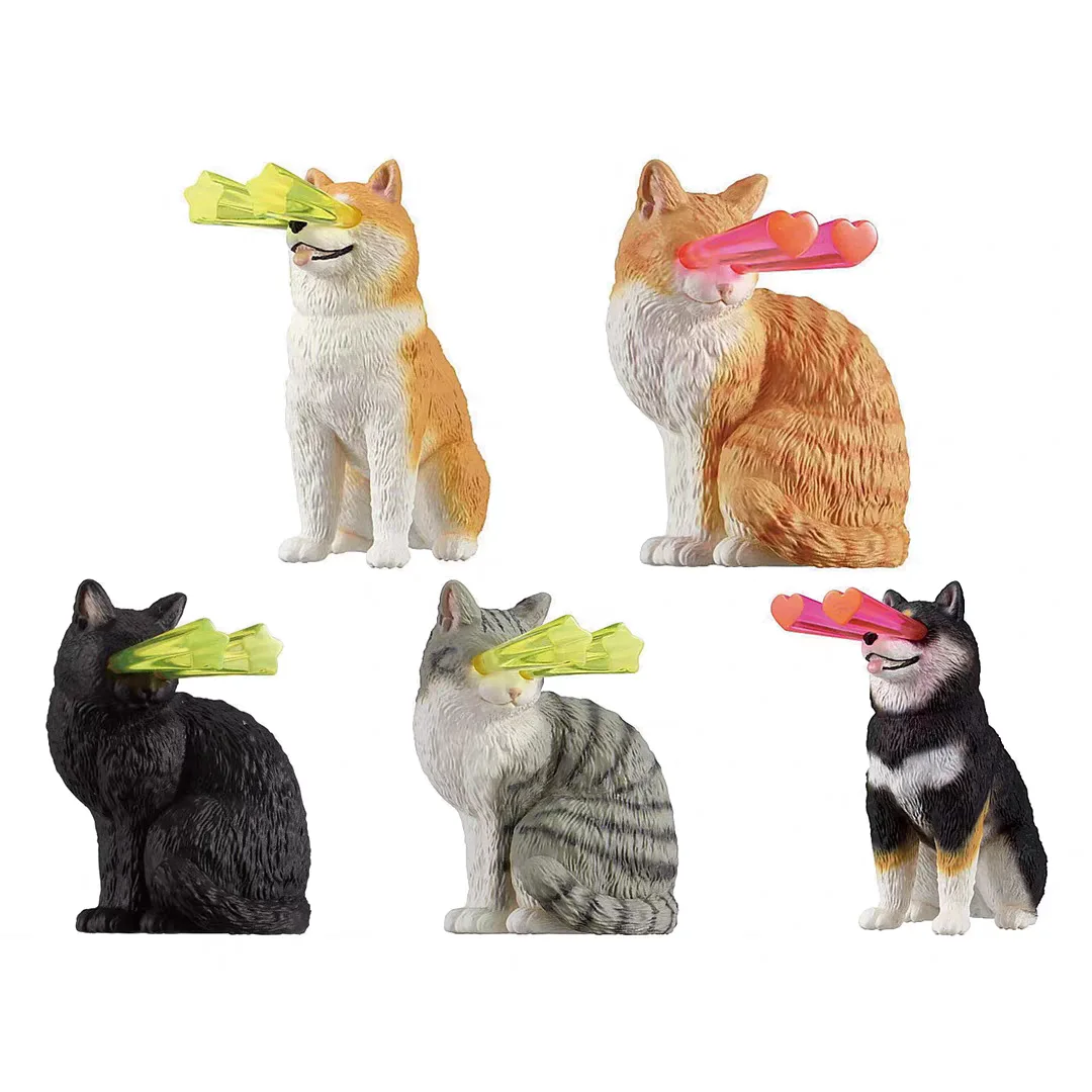 

Оригинальные капсульные игрушки: милые кавайные Eye Beam ★ Фигурки сидячих животных: кошки (оранжево-серые, табби, неко, котята) и собаки пород шиба-ину с взглядом на смерть.