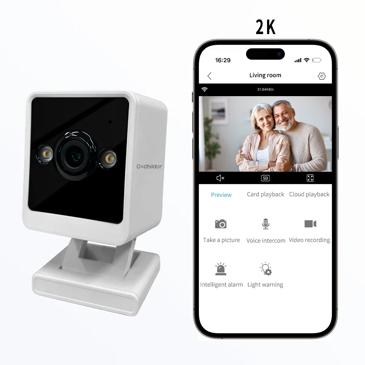 

Радионяня, 3-мегапиксельная камера Инфракрасная домашняя беспроводная удаленная сетевая камера ночного видения, магнитная база