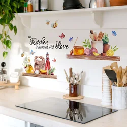 Bees Butterflies Kitchen Wall Sticker For Restaurant Background Decoration Mural Living Room Decor Self-adhesive Beautify Decals