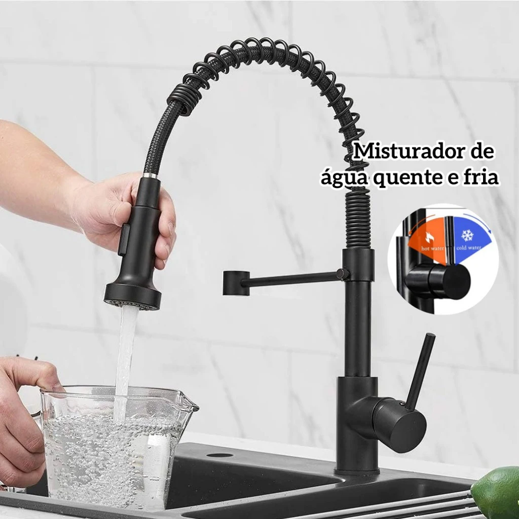 360-°-回転式プルアウトキッチン蛇口、ステンレス製シングルハンドル水栓混合栓