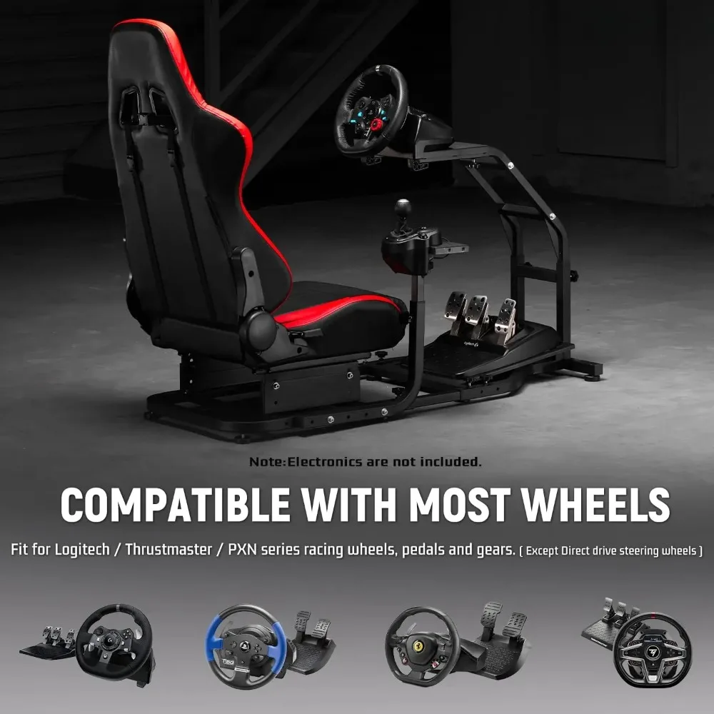 G29 Gaming Sim Cockpit: Verstellbarer roter Sitz, passend für Logitech G920/G923 und Thrustmaster T300 (ohne Rad/Handbremse)