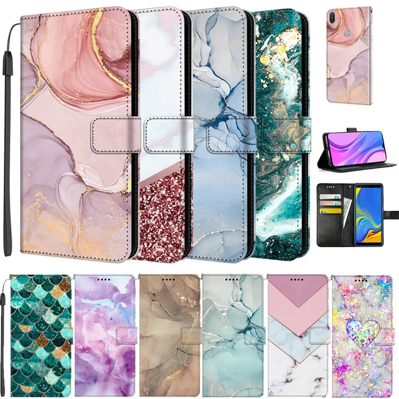 

Leather Case Cover For Vivo V21 5G X60 Pro Y11 1906 1904 1902 Y52S Y19 Y17 V19 V9 Y85 Stand Coque Flip Wallet Funda Marble Case