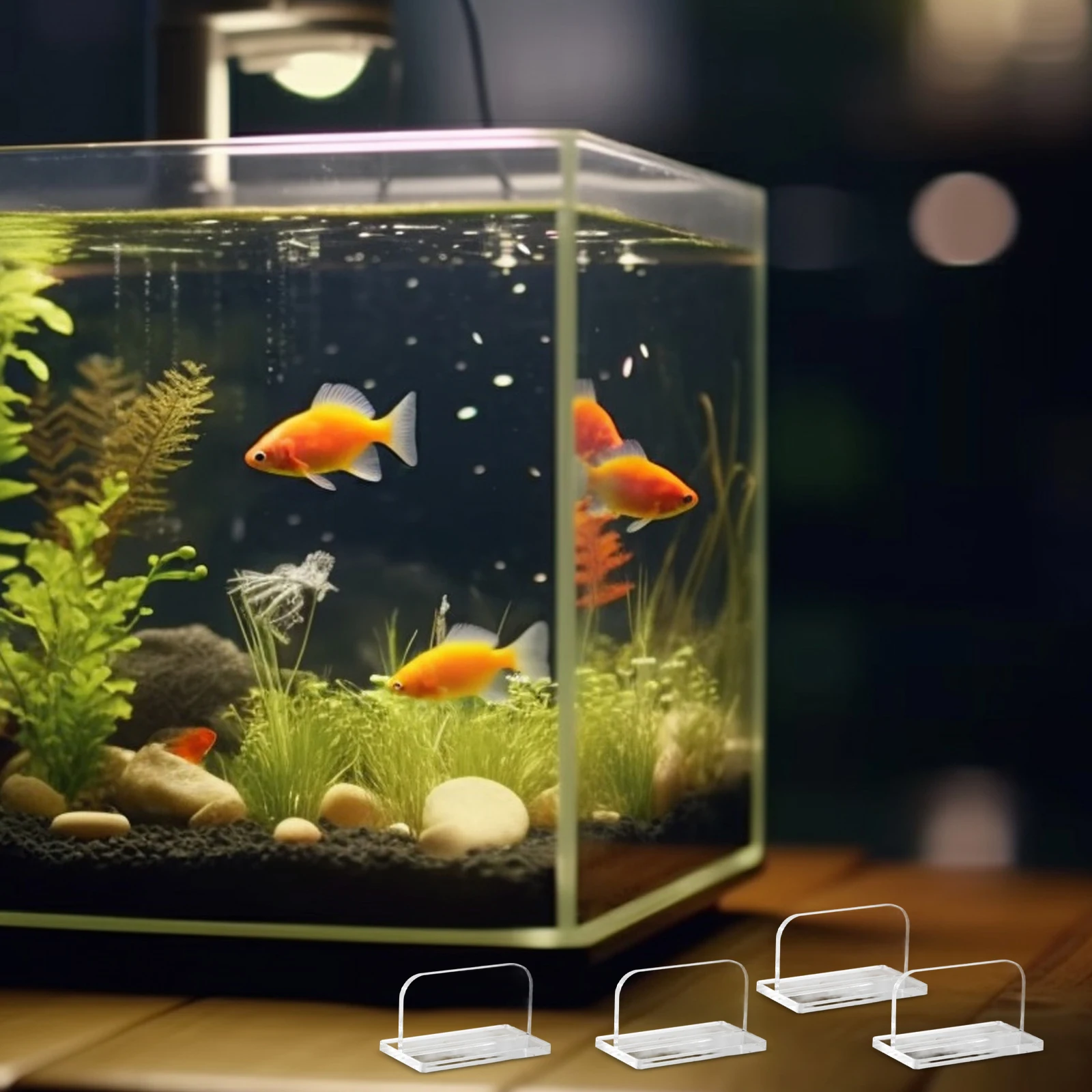 

4pcs Aquarium Lid Acrylic Handles Clear Fish Tank Cover Handle No Drill Easy Install Replacement Grip Support Fish Tank