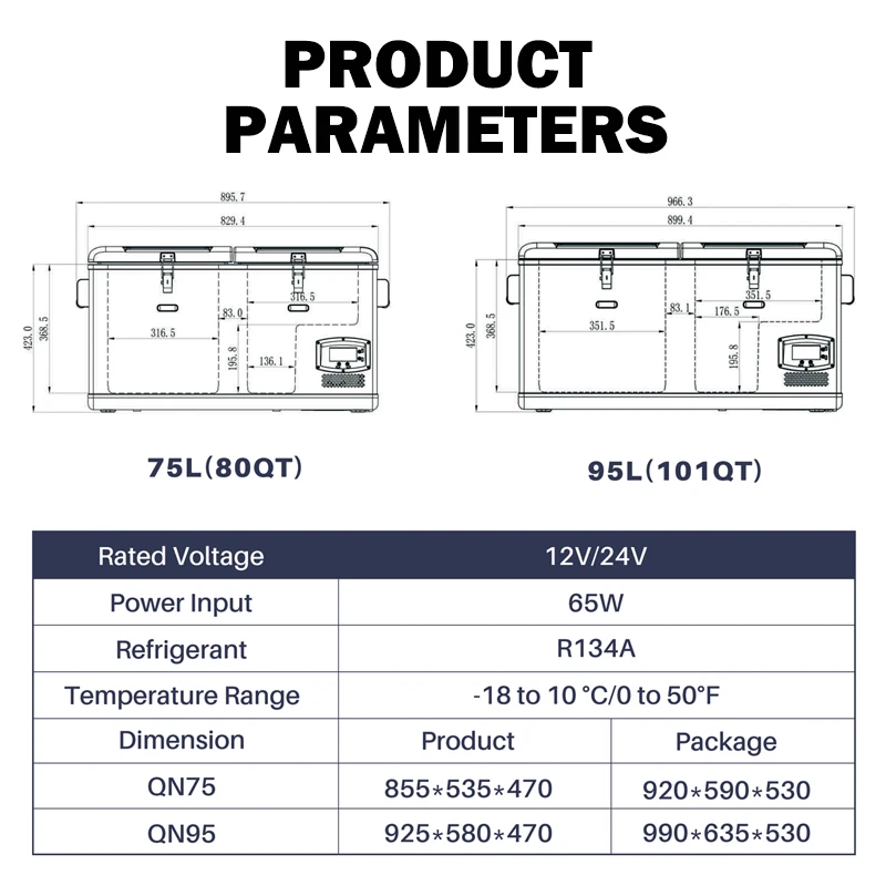 New Material Mini Size Car Refrigerator 60L Low consumption largely capacity RV 12v Camping Car Freezer Portable Refrigerator