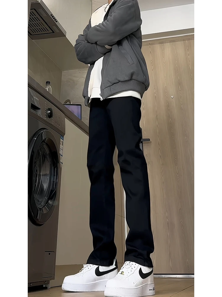 

Men's High-End Feelings CleanFit American Elastic Soft Jeans Straight Leg Micro Flared Pants Trendy Spring Wear for Teens