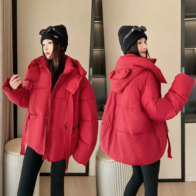 PinkyIsBlack 2025 New Style Autumn Winter Cotton Padded Jacket Women's Clothes Loose Hooded Puffer Jacket Short Female Outwear