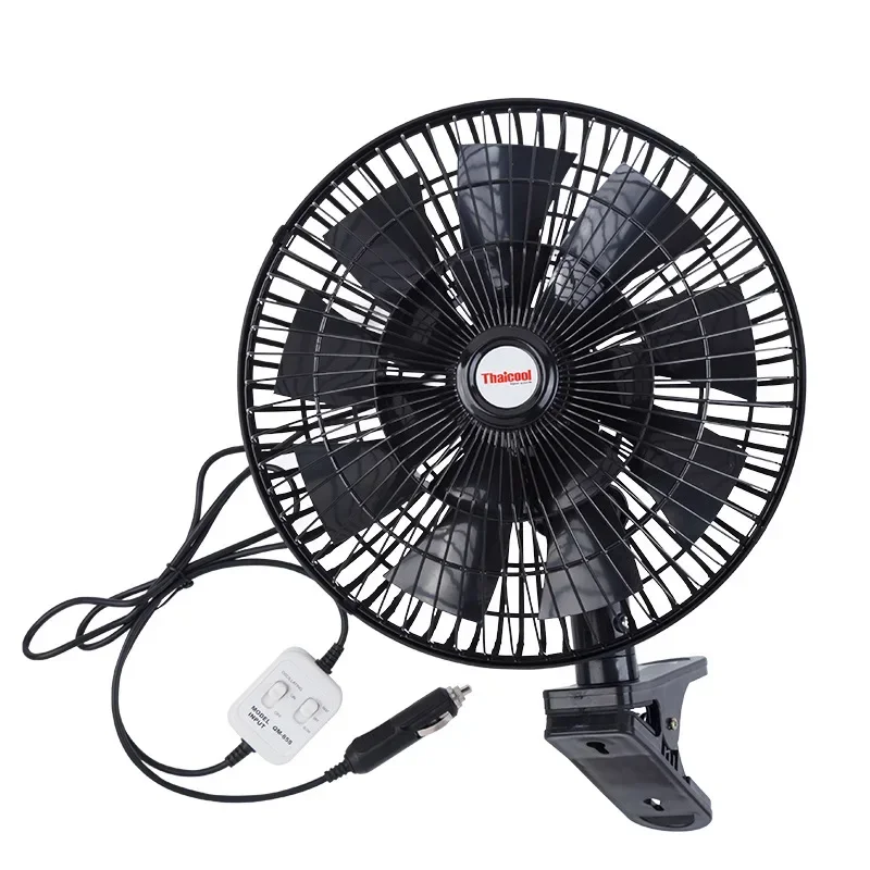 Durable   11 inch Car Fan 24V Large Truck Wind 16 Leaves Speed Regulation Cooling Fan 12V