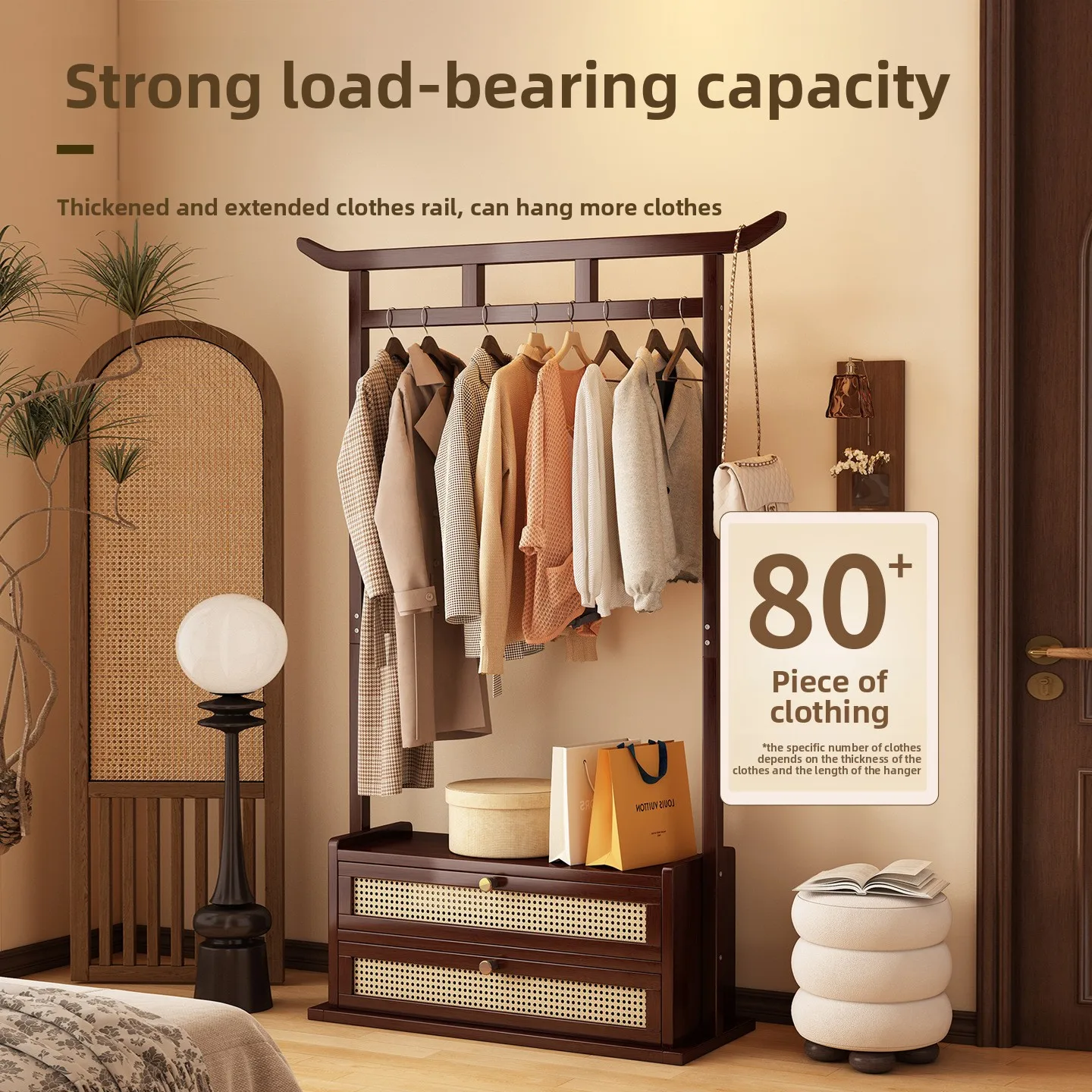 Hanger floor-to-ceiling vertical household bedroom, multi-functional shelf for sorting and storing clothes