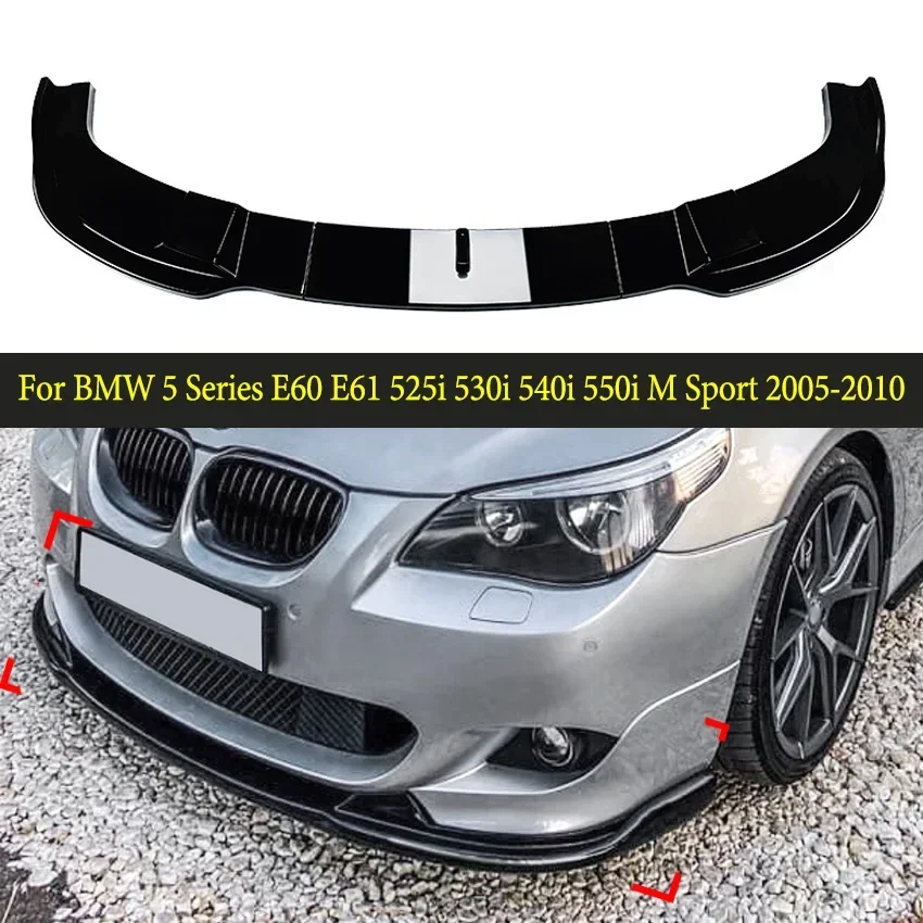 For Bmw E60 Accessories E61 5 Series 525i 530i 540i 550i M Sport 2005 06 07 08 09 2010 Car Front Bumper Lip Spoiler Body Kit